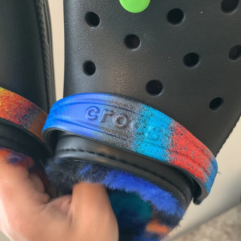 Black Fur-Lined Crocs